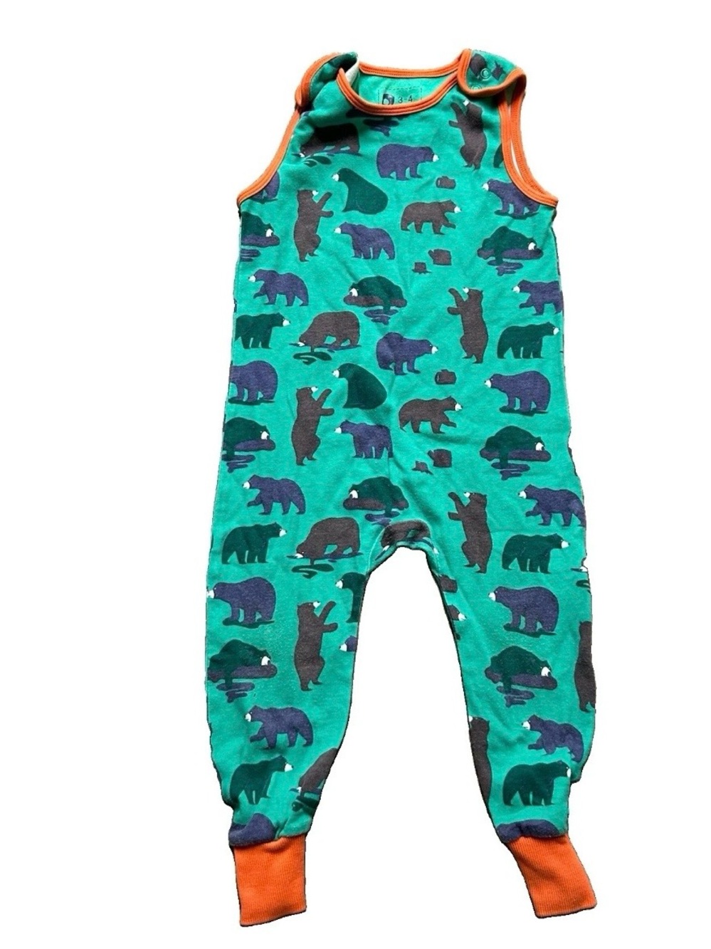 Toddler Piccalily One Piece Green Coveralls Bears Size 3-4Y